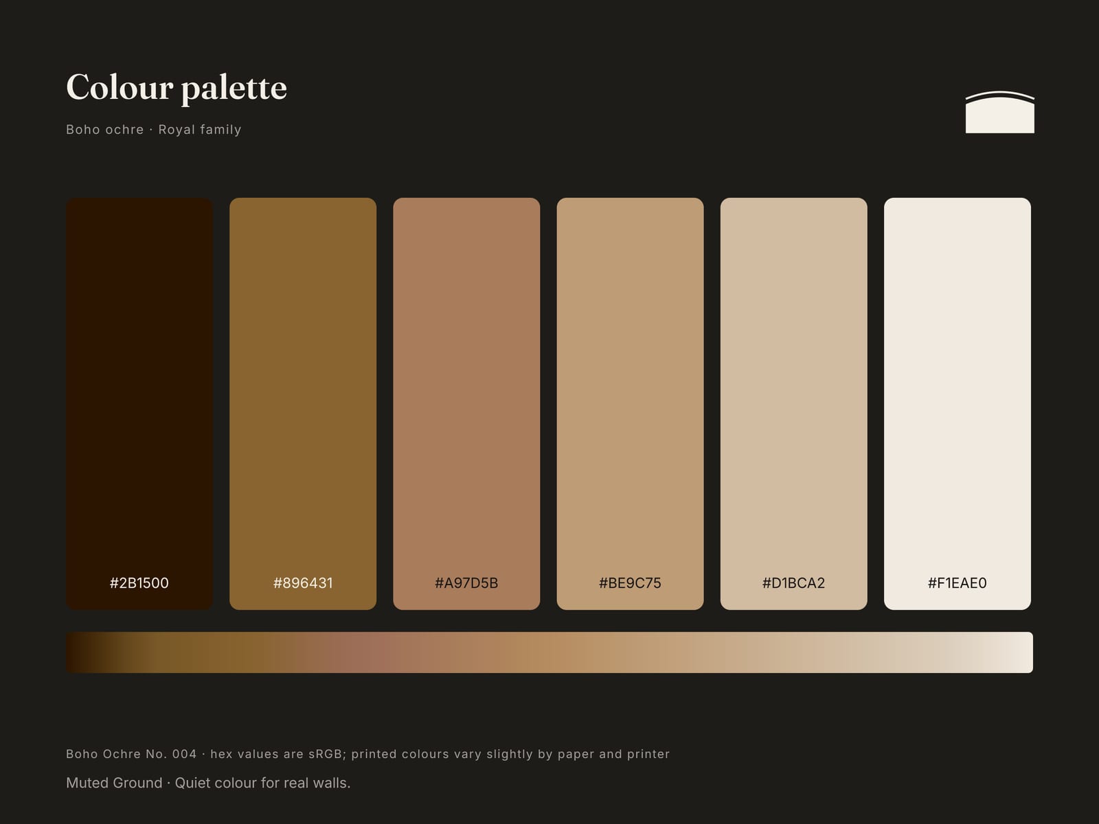 Colour palette of Boho Ochre No. 004: muted ochre-brown line art on a beige ground.