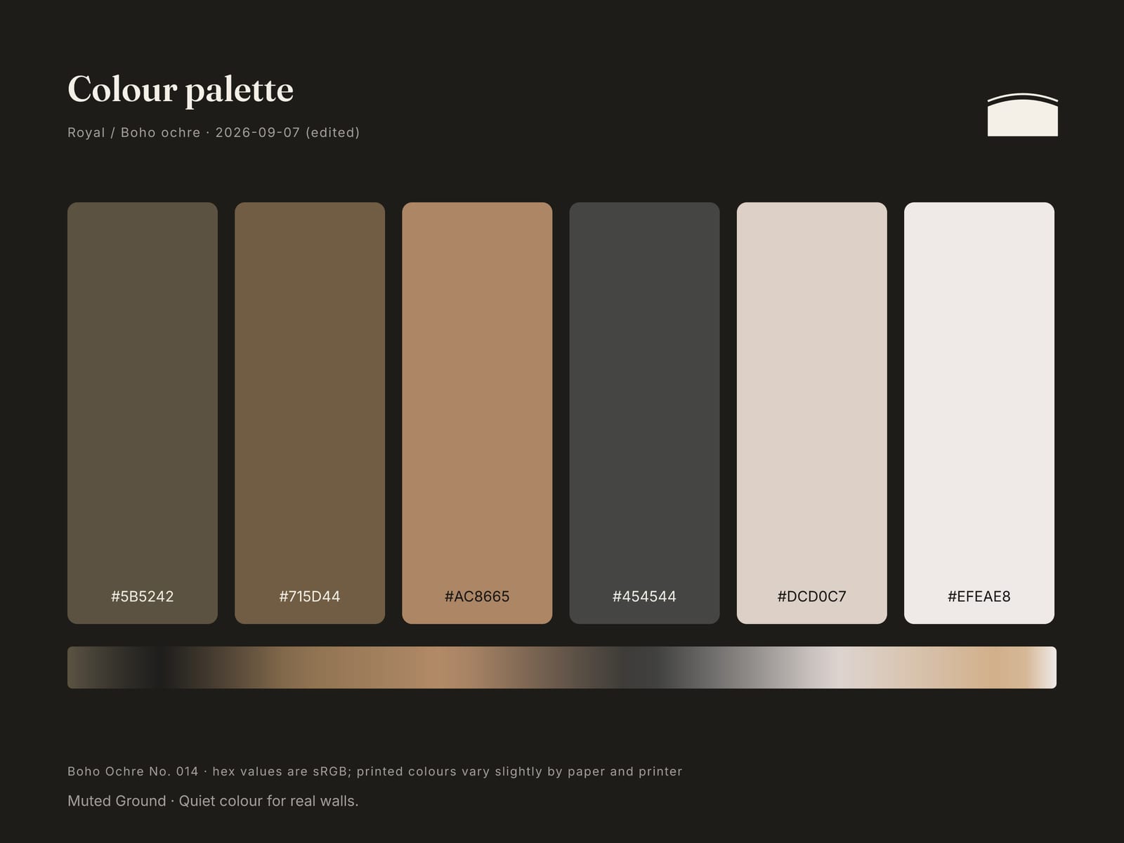 Colour palette of Boho Ochre No. 014